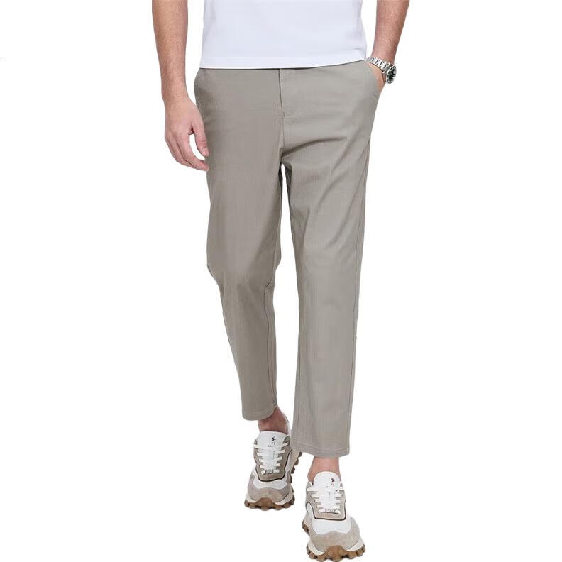 DANCING WOLVES [Slimming Tapered Pants] Fashionable Versatile Commuter Casual Men's Cropped Pants, 706 Light Khaki, 2XL(56)