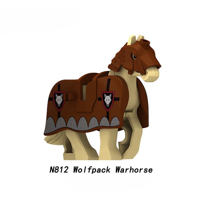 Medieval Green Dragon Knight Warhorse Building Blocks for Children