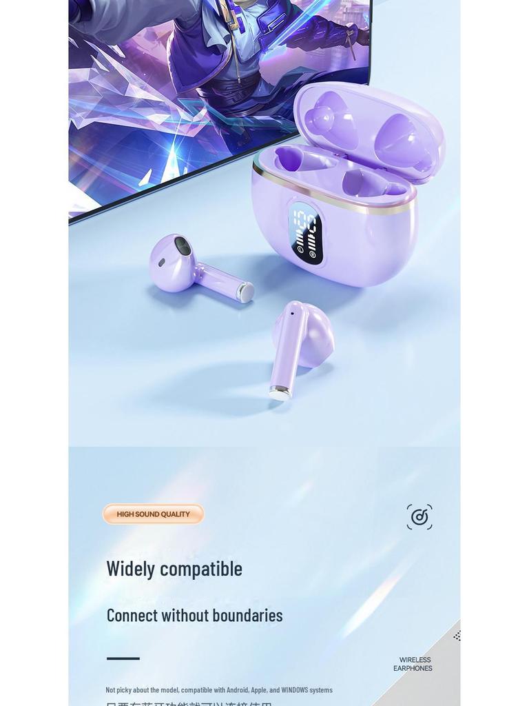 Wireless Semi-In-Ear Bluetooth Headset with Digital Display - Universal for Apple & Android, Perfect for Running & Sports.