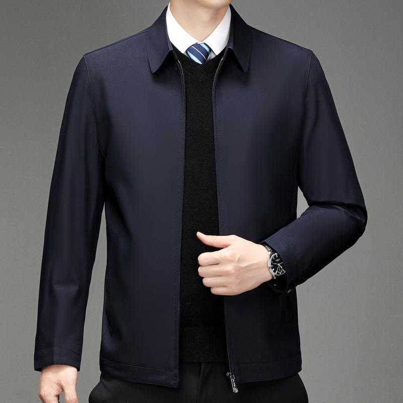 Мужская весенне-осенняя новая куртка для мужчин среднего возраста с тонкими лацканами для мужчин среднего возраста и пожилых людей, деловая повседневная мужская куртка для папы