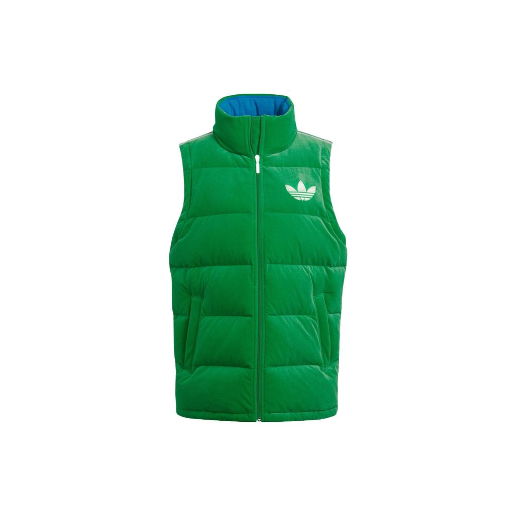 adidas Оригинальный бархатный жилет FW22 с логотипом, на молнии, женский жилет, зеленый IB2029