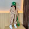 Girls' 2023 Autumn Long-Sleeve Sweatshirt & Sweatpants Set - Trendy, Loose Fit for Kids