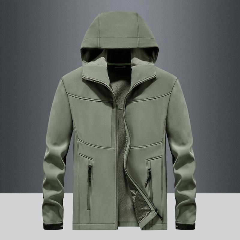Мужская куртка весна-осень ветрозащитная флисовая повседневная куртка с капюшоном Soft Shell Тренчкот для мужчин