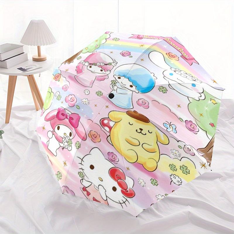 Little twin stars & Friends Automatic Opening and Closing Cartoon Umbrella, Lightweight 3-Fold, With Cute Cartoon Characters, Suitable for Home, Outdo