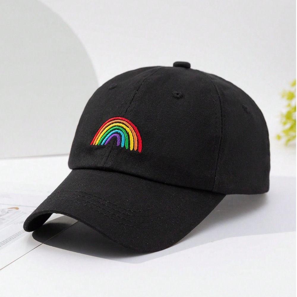 Soft Rainbow Embroidery Baseball Cap Adjustable Casual Streetwear Cap Dad Hat Outdoor Travel