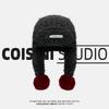 Korean Version Of Dopamine Contrasting Color Knitted Wool Hat Women'S Autumn And Winter Thickened Hairball Ear Protection Warm Face Small Tide