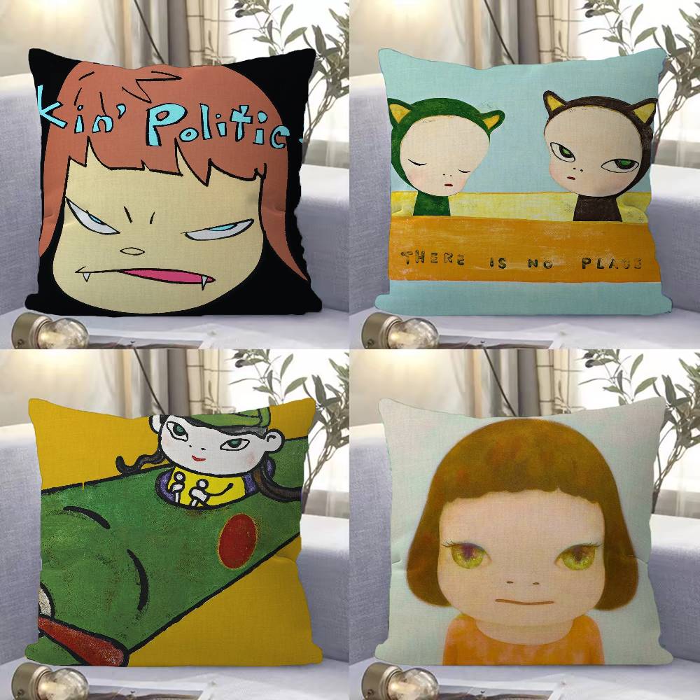 YYoshitomoS NNara CARTOON Cushion Cover Polyester Sofa Cushions Decorative Throw Pillows Home Decoration Pillowcover