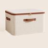 With Lid Linen Zipper Storage Boxes Foldable Clothing Storage Basket Wardrobe Organiser  Dormitory