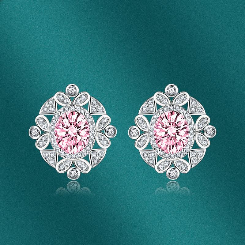BELLA BOX Luxury Women Fashion Oval Zircon Stud Earrings Wedding Engagement Party Gift