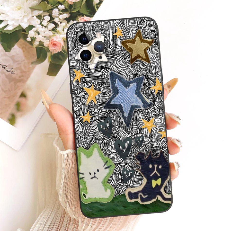 For iPhone 11 Pro Max Cute Cat Flower Cartoon Phone Case For iPhone11 11Pro 11ProMax Shockproof Soft Silicone Covers Bumpers