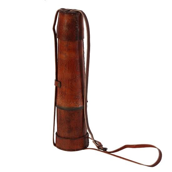 Телескоп ручной работы из латуни, длина 81,28 см, со шпионским стеклом, в кожаном футляре