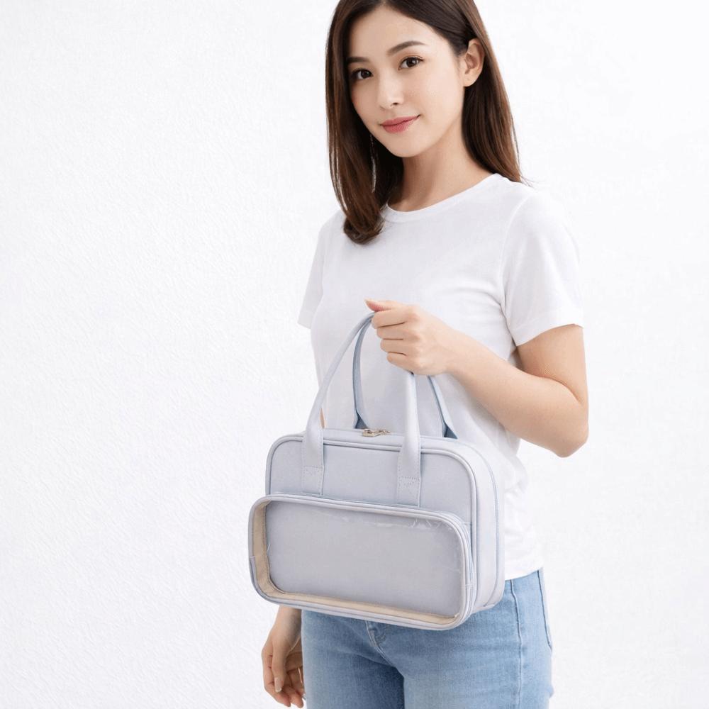 Solid Color Handheld Cosmetic Case Large Capacity Toiletry Bag Simple Makeup Bag Ladies