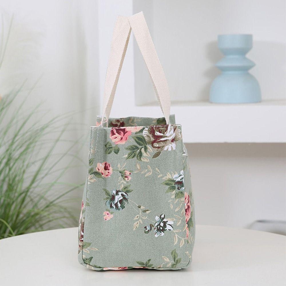 Zippered Floral Print Lunch Bag Insulated Tote Bag Food Storage Bag Thermal Picnic Bag Women