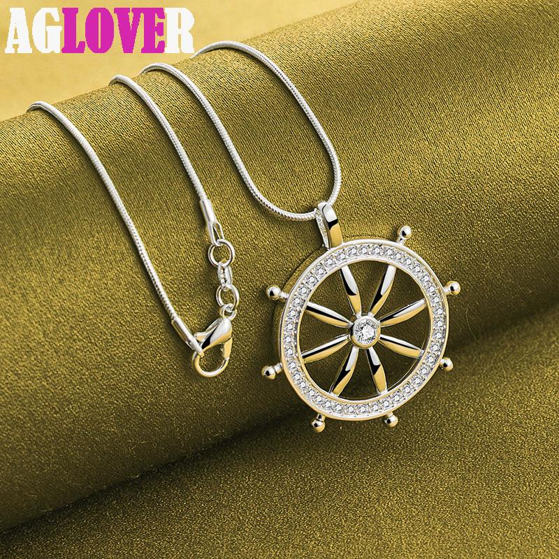 Ожерелье с круглым кулоном из стерлингового серебра 925 пробы с цирконом AAA, ювелирные изделия