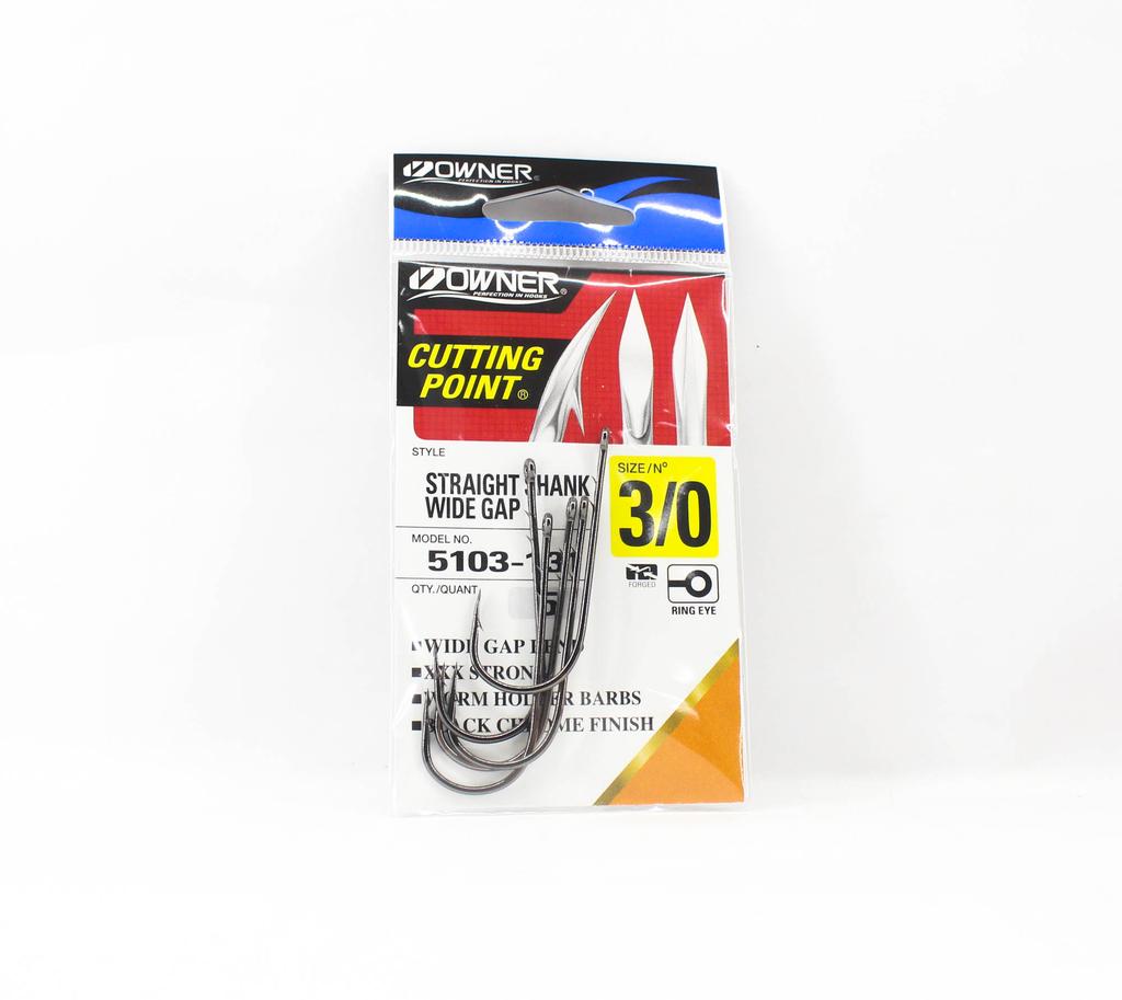 Owner 5103 Worm Hook Straight Worm Wide Gap Size 3/0 (0980)