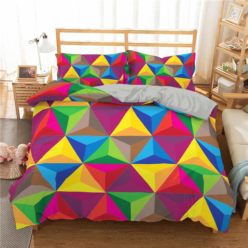 3D Building Block Pattern Duvet Cover Set Bedroom Polyester Quilt Cover Bedding Set With Pillowcase Home Decor King Queen Size