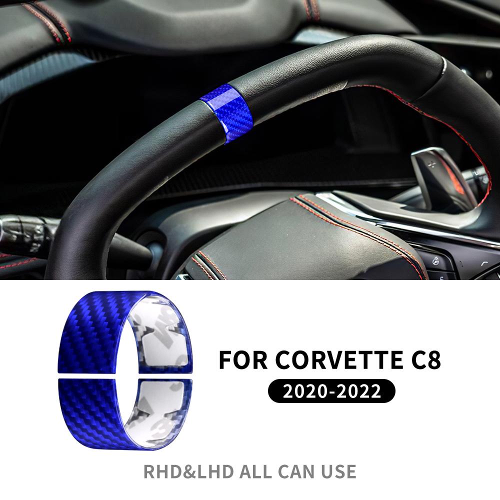 Наклейка из настоящего углеродного волокна для Chevrolet Corvette C8, украшение на руль автомобиля, кольцо, чехол для интерьера