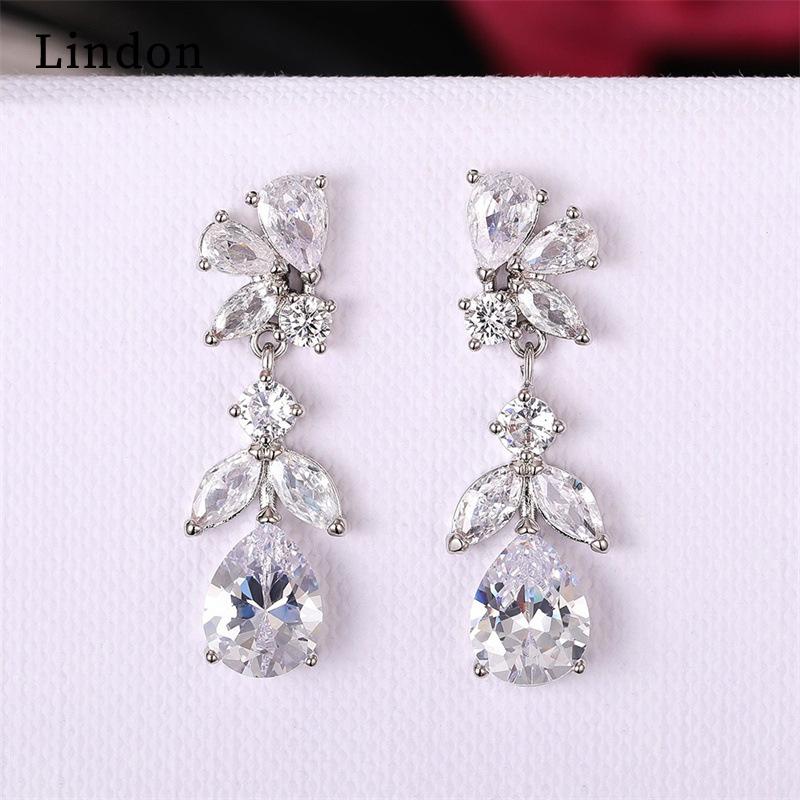 Lindon модные серьги-капли из медного сплава с цирконом для женщин, подарки на свадьбу