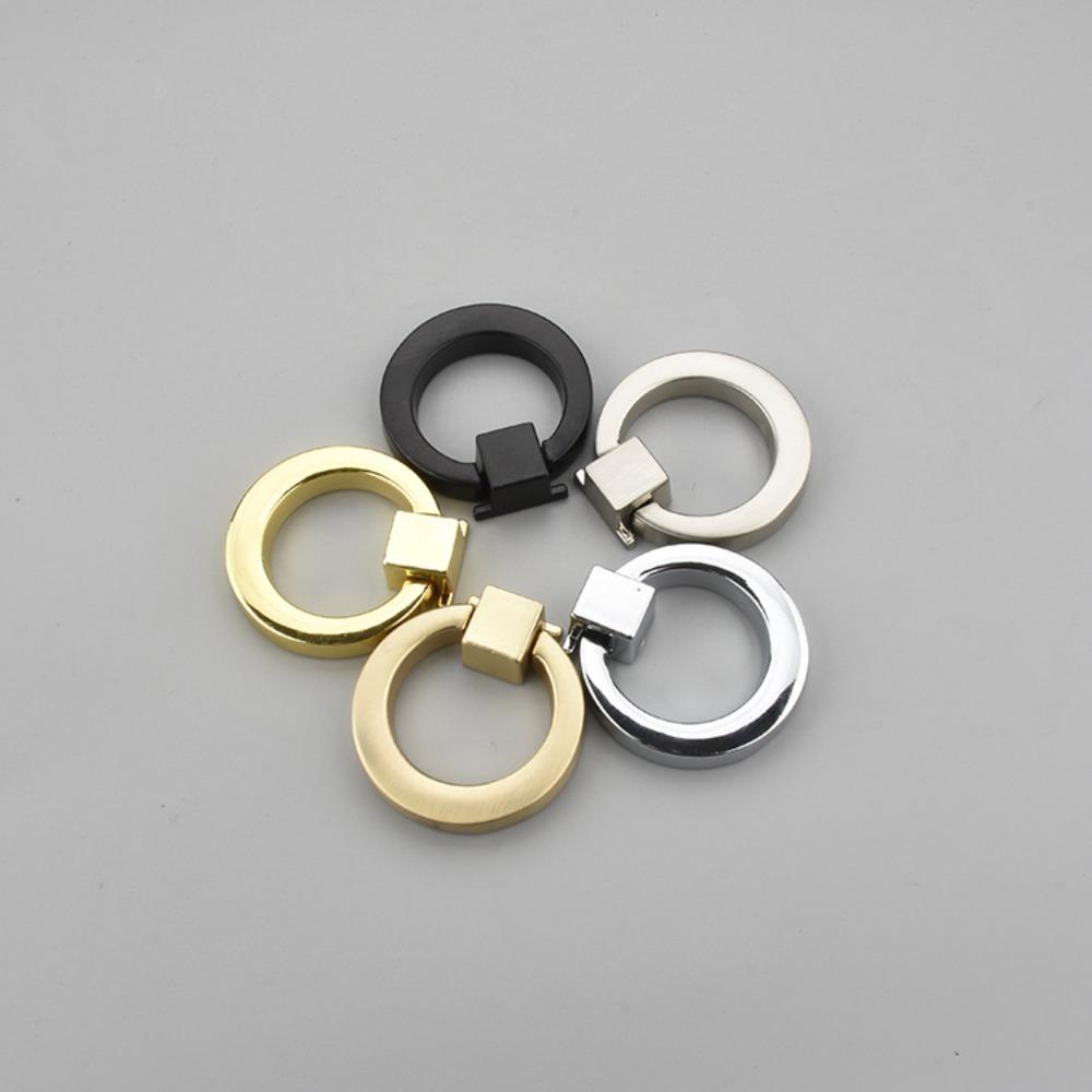 4pcs Drawer shoe cabinet hanging ring zinc alloy handle black gold minimalist wardrobe door handle single-hole circular handle