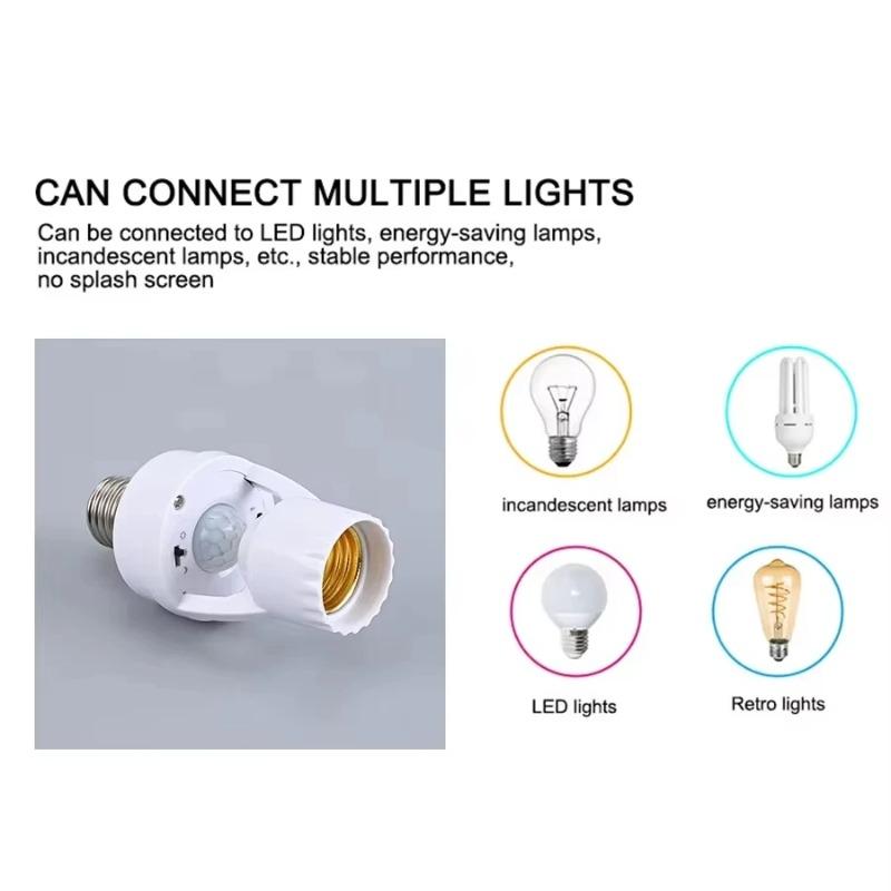 Держатель светодиодного ночника с датчиком движения 360° - E27 Умная база с регулируемым таймером задержки (16-300с) для Corrido Auto Lighting