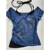 Vintage Fake Two Piece Halter Lace Up T-shirts Y2k Slim Fit Print Tops Women Off Shoulder Short Sleeve Tee Shirt