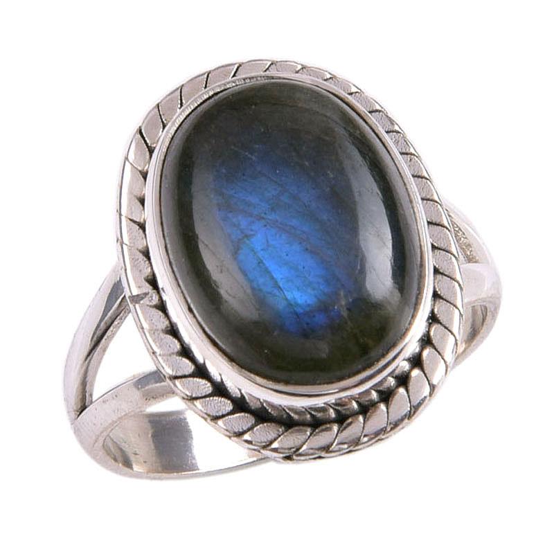 Natural Labradorite Gemstone 925 Solid Sterling Silver Jewelry Ring S.6.5 Y0o54
