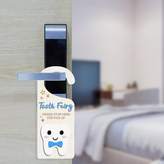 Creative Door Ornament Handle Decoration Basswood Toothbrush Reminder Encourages Dental Care Home