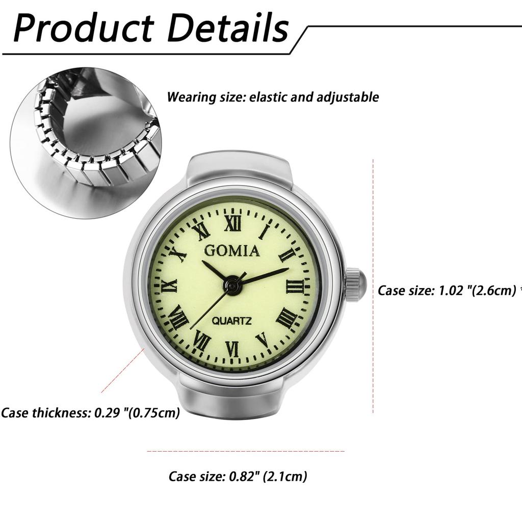 Ring Roman Analog Free Size Waterproof Ring Clock Ring Watch Retro Stylish Silver Fashion Accessory Men's Women's