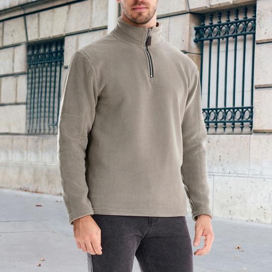 Мужская толстовка осень-зима с застежкой-молнией и воротником-стойкой, длинные рукава, однотонная