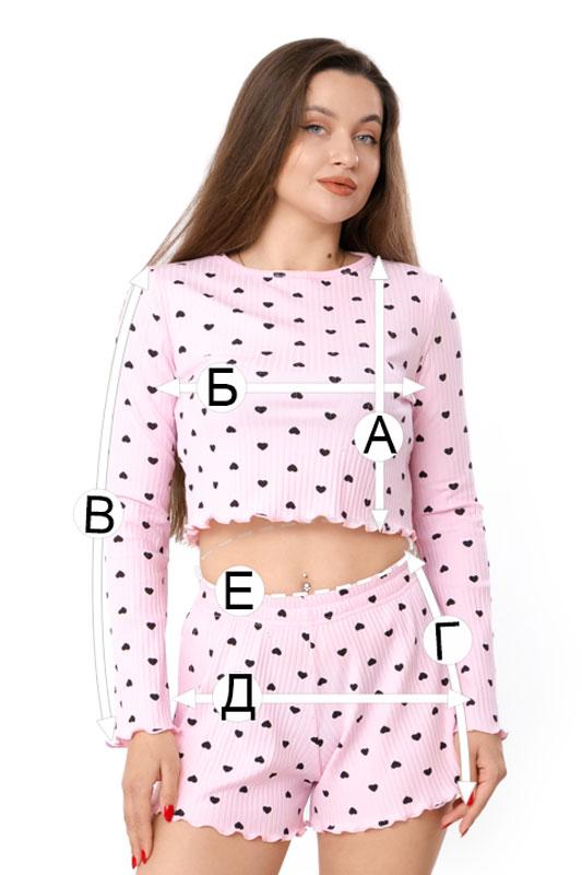 Women's Ribbed Loungewear Set with Crop Top and Shorts Summer 8448-097 HC