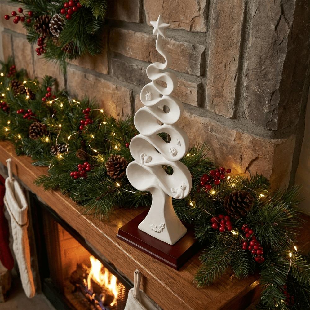 Star Topper Christmas Tree Figurine Resin Spiral Tree Decoration Christmas Tree Ornament Hallway