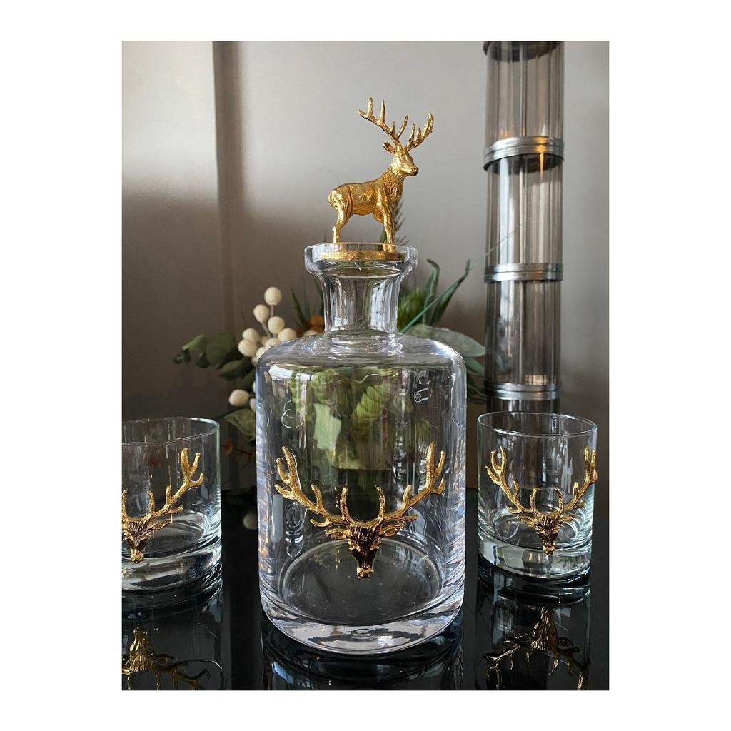 Bottle Decorative Deer Jug Carafe New Year's Presentation Gold Bottle With Deer Lid