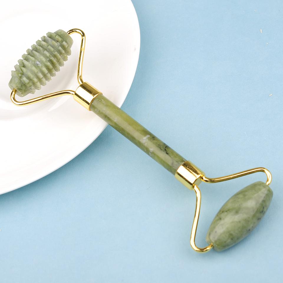 Massager For Face Lift Up Jade Stone Roller White Quartz Natural Crystal Stone Slimming Thin Chin Facial Skin Care Tool
