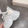 Fashion 10CM Women Casual Leather Shoes New Autumn Breathable Mesh Chunky Sneakers Street Height Increased Shoes Thick Platform Sneakers