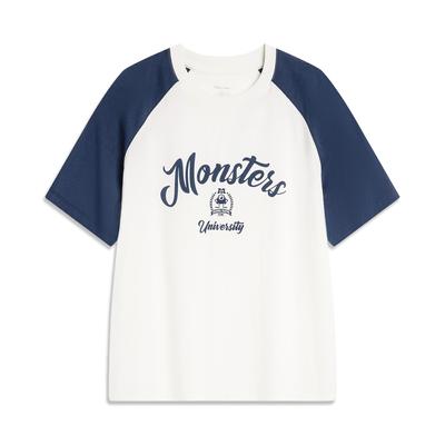 Li Ning X Disney Monsters University Collaboration Sports Lifestyle Series Letter Pattern Loose Round Neck Short Sleeve T-Shirt AHSU488-1