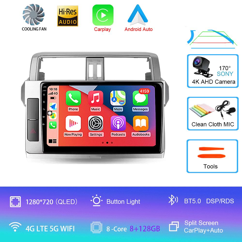 Для Toyota Land Cruiser Prado 150 2013 2014 - 2017 Автомобильное радио Android 14 Навигация Мультимедийный проигрыватель GPS WiFi+4G Видео Carplay