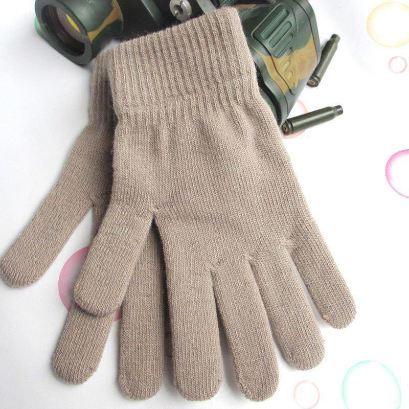Перчатки для взрослых из шерсти с закрытыми пальцами — теплые, утолщенные, вязаные, однотонные, для осени и зимы