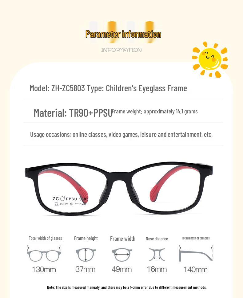 Comfortable Soft Silicone Nose Pads PPSU Eyeglass Frames for Kids, Men, Women – Myopia-Compatible