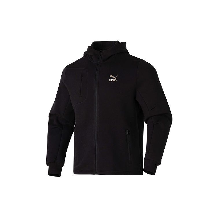 Puma Embroidered Casual Hooded Zip-Up Long Sleeve Jacket Men Jackets Black 625208-01