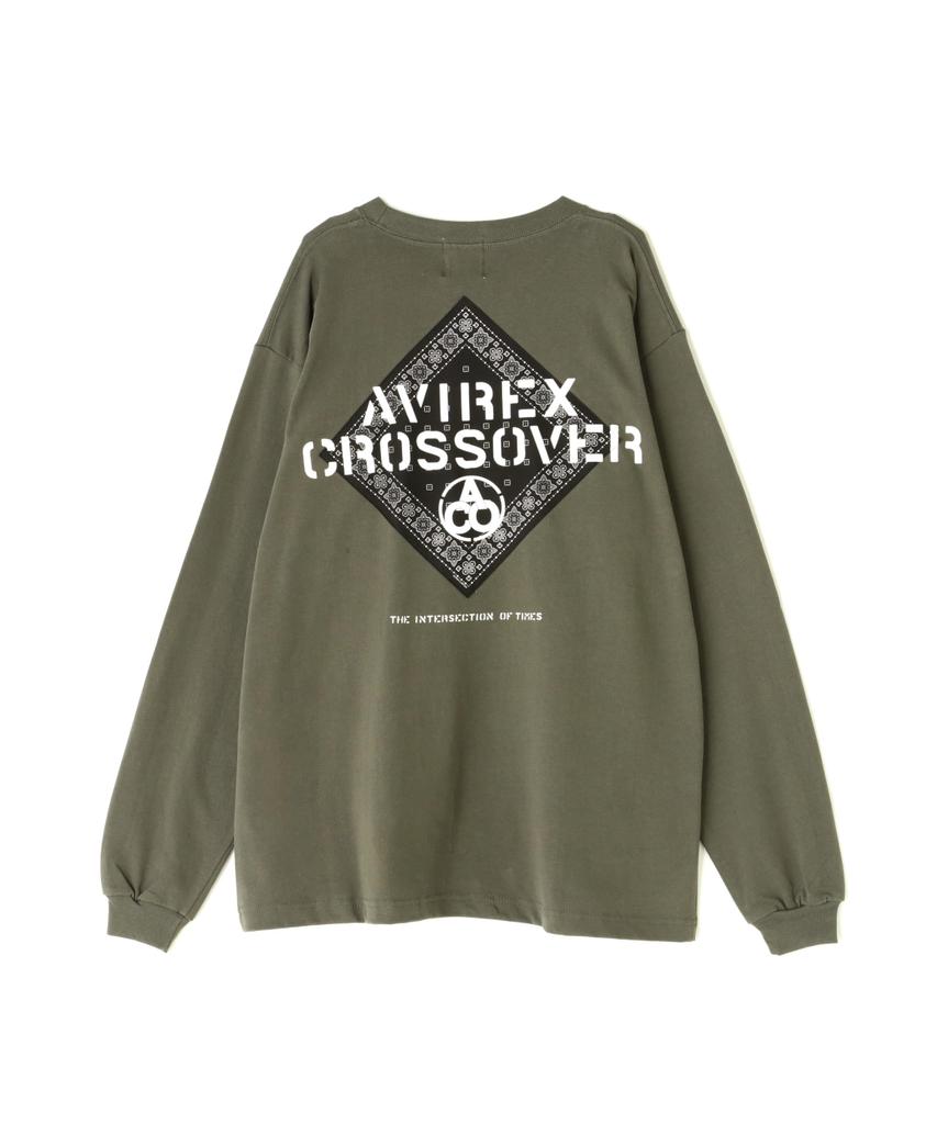 Avirex Crossover Bandana Patch Long Sleeve T-Shirt, Men's, Size 2XL, 310, Olive, 783-4230023