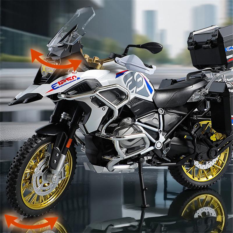1/10 R1250 Gs Adv Литой Металлический Гоночный Мотоцикл Модель Уличный Спортивный Мотоцикл Игрушка для Детей Подарок со Звуком и Светом