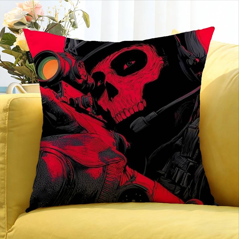 C-Call Of D-Duty Ghost Chibis Various Sizes Square Pillow Case For Car Home Bedchamber Decor