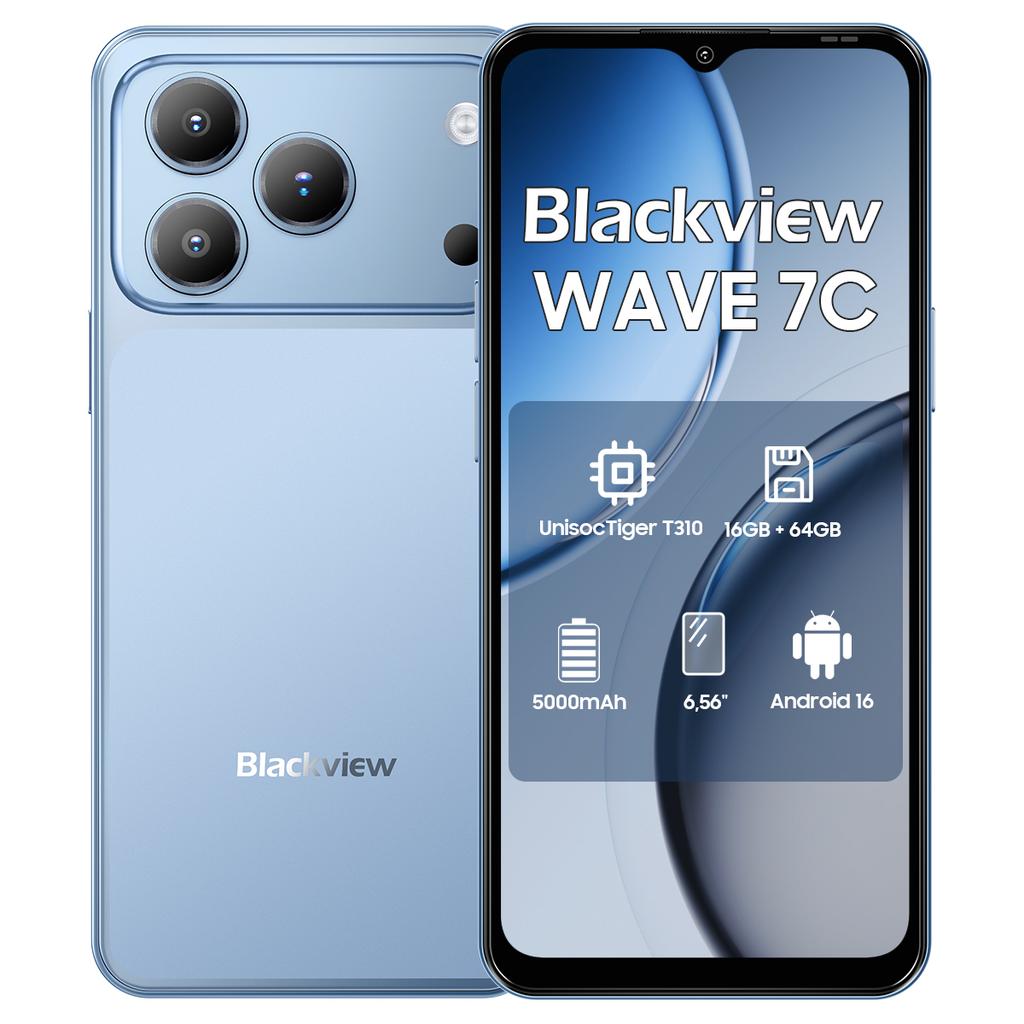 Blackview WAVE 7C 4G AI Смартфон 16 ГБ+128 ГБ 6,56" Android 16 5000 мАч Мобильный телефон
