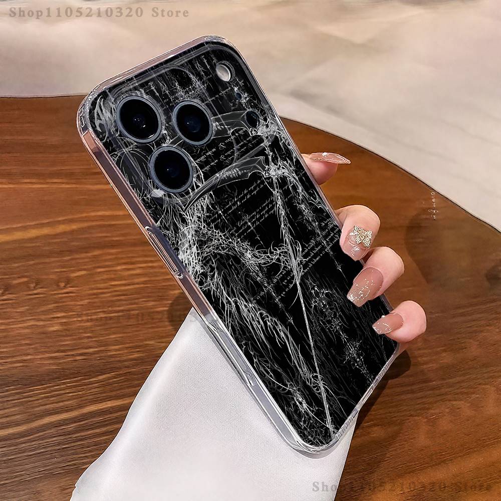 Чехол для телефона с символом готического креста Для iPhone 16,15,17,12,13,14,11 Max,Pro,Plus,X,XS,XR,SE4,E Mini Прозрачный чехол