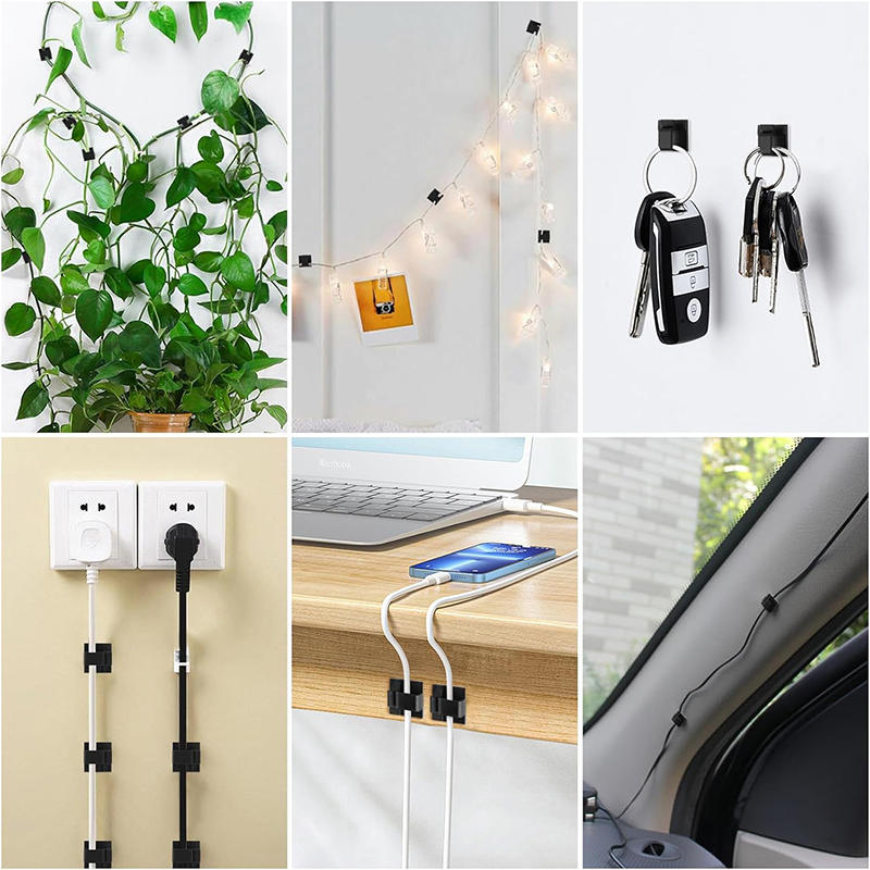 50Pcs Cable Clips Self Adhesive Cord Management Black Wire Holder Organizer Clamp Self-adhesive Car Wire Clip Accessories