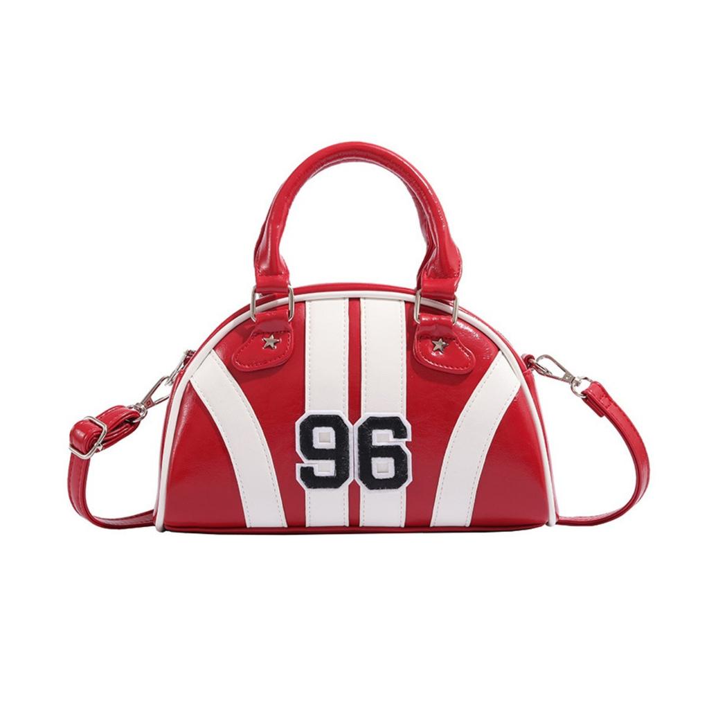 Red Hard and Three-dimensional Striped Tote Bag with a Sense of Luxury, Suitable for Crossbody or Hand-held Use.