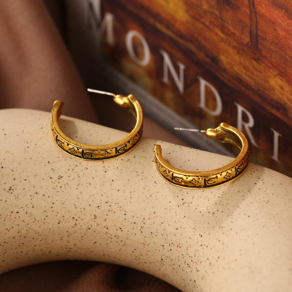 Простые и креативные ретро-круглые C-образные геометрические серьги, женские индивидуальные геометрические серьги для девочек