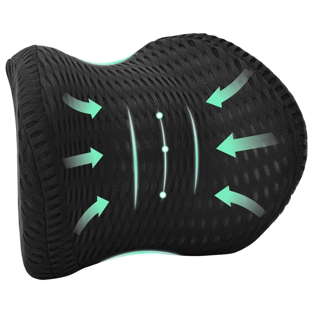 Neck Pillow Black Memory Foam 30.5 x 21.5 x 13 cm
