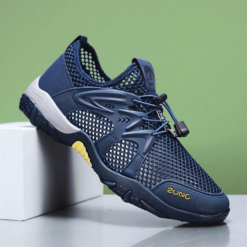 Летняя быстросохнущая обувь для ручьев мужская уличная обувь для ходьбы по воде большая сетчатая полая обувь мужская сетчатая спортивная модная обувь