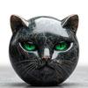 Черный Кот Камень Мраморная Текстура Скульптура Головы Кота Ручная Резьба Целебные Камни Памятный Подарок для Любителей Кошек Женщин Мужчин
